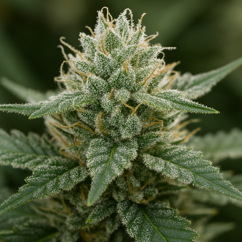 Close-up of a Gelato cannabis plant with frosty trichomes
